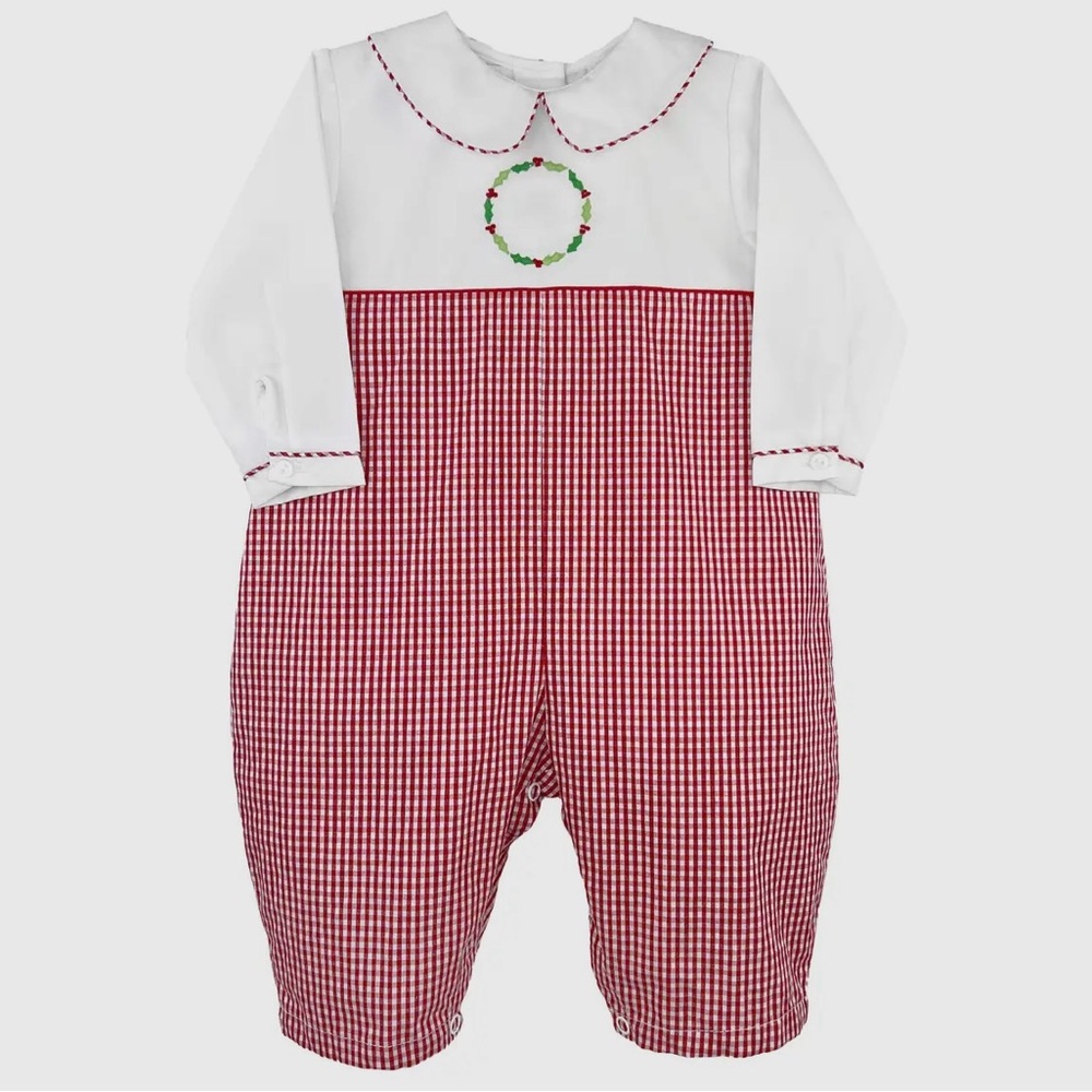 Petit Ami Red and White Checkered Bodysuit Christmas new with tags